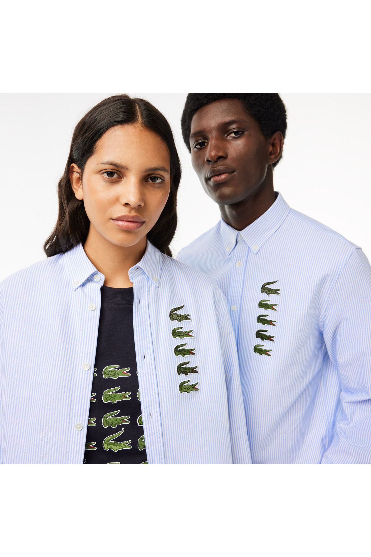 Unisex Regular Fit Düğmeli Yaka Çizgili Organik Pamuk Mavi Gömlek Unisex Regular Fit Düğmeli Yaka Çizgili Organik Pamuk Mavi Gömlek
