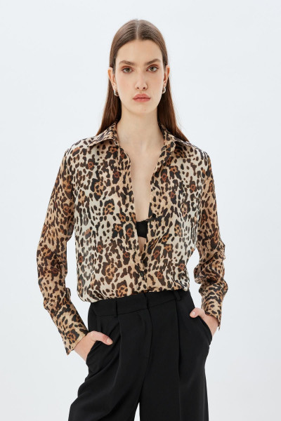 Siyah Desenli Kadın Gömlek 5WAK60104PW Siyah Desenli Kadın Gömlek 5WAK60104PW