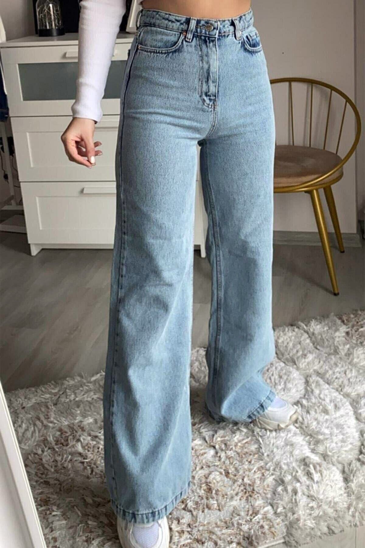 Kadın Pantolon Plazzo Wide Leg Kar Yıkamalı Yüksek Bel Geniş Paça Likralı BoyFriend Jean Kot Kadın Pantolon Plazzo Wide Leg Kar Yıkamalı Yüksek Bel Geniş Paça Likralı BoyFriend Jean Kot