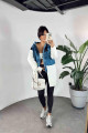 Kalın Örme Denim Detay Uzun Kadın Hırka Ekru Kalın Örme Denim Detay Uzun Kadın Hırka Ekru