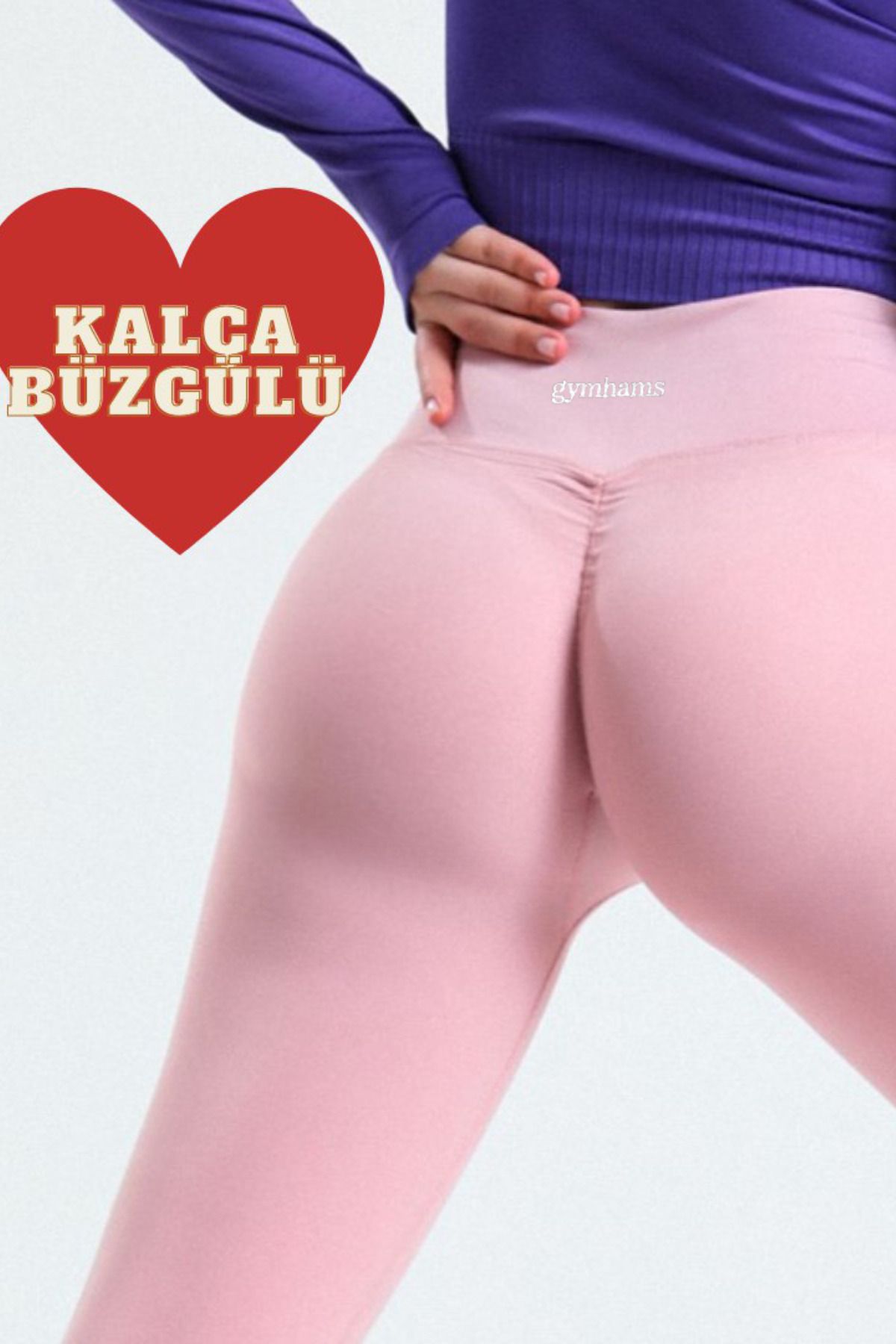 Pembe Kalçası Büzgülü Ve Ekstra Push Up Seamless Yüksek Bel Kalça Şekillendirici Kadın Tayt