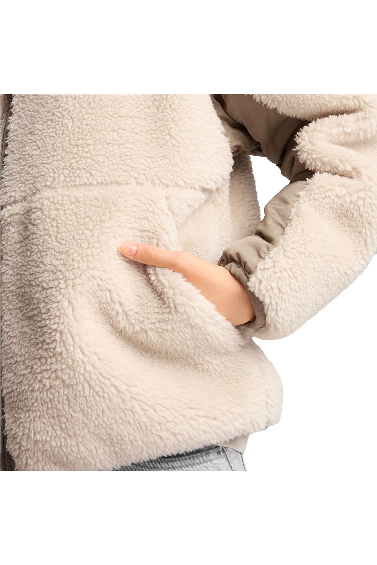 Reversible Sherpa Kadın Bej Günlük Stil Mont 62648867 Reversible Sherpa Kadın Bej Günlük Stil Mont 62648867