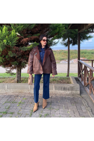ZR Model Acı Kahverengi Su İtici Özel Kumaş Teddy Kaban Mont ZR Model Acı Kahverengi Su İtici Özel Kumaş Teddy Kaban Mont