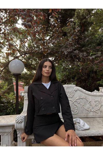 KADIN SİYAH KISA TRENÇ KADIN SİYAH KISA TRENÇ