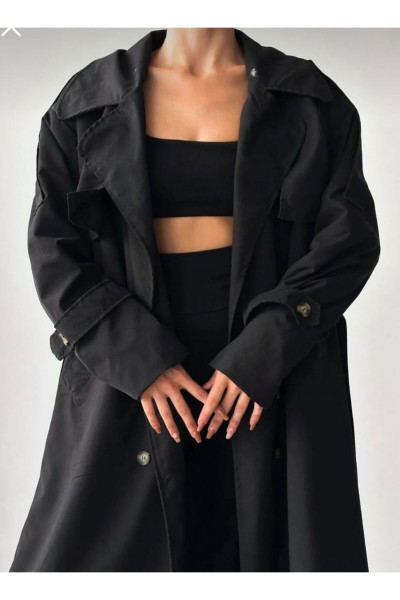 PUUSİ KUŞAKLI KEMERLİ RÜZGARLIKLI TRENÇ KOT PUUSİ KUŞAKLI KEMERLİ RÜZGARLIKLI TRENÇ KOT