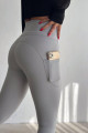 Haute Kadın Yüksek Bel Toparlayıcı Çift Cepli Leggings Fitness Tayt 1092