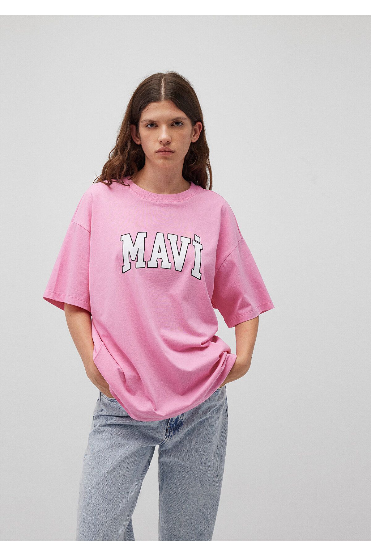 Logo Baskılı Pembe Tişört Oversize / Geniş Kesim 1600843-71032 Logo Baskılı Pembe Tişört Oversize / Geniş Kesim 1600843-71032