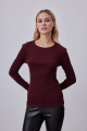Uzun Kollu Basic Pamuk Tshirt - Bordo Uzun Kollu Basic Pamuk Tshirt - Bordo
