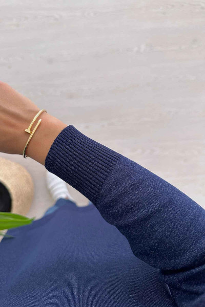 Taşlı Cep Merserize Tesettür Tunik - Lacivert Taşlı Cep Merserize Tesettür Tunik - Lacivert