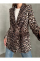 Leopar Desenli Kadın Blazer Ceket Leopar Desenli Kadın Blazer Ceket