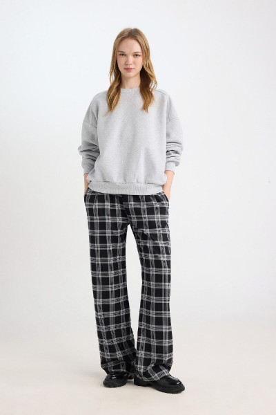 Wide Leg Geniş Bol Paça Kareli Normal Bel Lastikli Cepli Pijama Pantolon D9548AX24WN Wide Leg Geniş Bol Paça Kareli Normal Bel Lastikli Cepli Pijama Pantolon D9548AX24WN