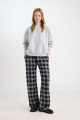 Wide Leg Geniş Bol Paça Kareli Normal Bel Lastikli Cepli Pijama Pantolon D9548AX24WN Wide Leg Geniş Bol Paça Kareli Normal Bel Lastikli Cepli Pijama Pantolon D9548AX24WN