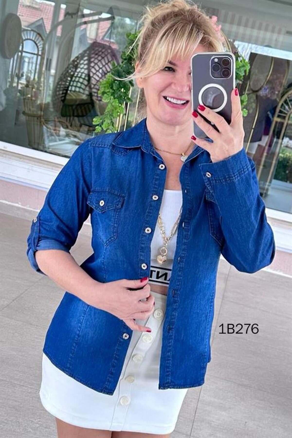 Önden Cepli Kot Gömlek 1b276 Önden Cepli Kot Gömlek 1b276
