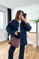 Posela Dark Blue Kuşak Detaylı Uzun Kot Ceket Posela Dark Blue Kuşak Detaylı Uzun Kot Ceket