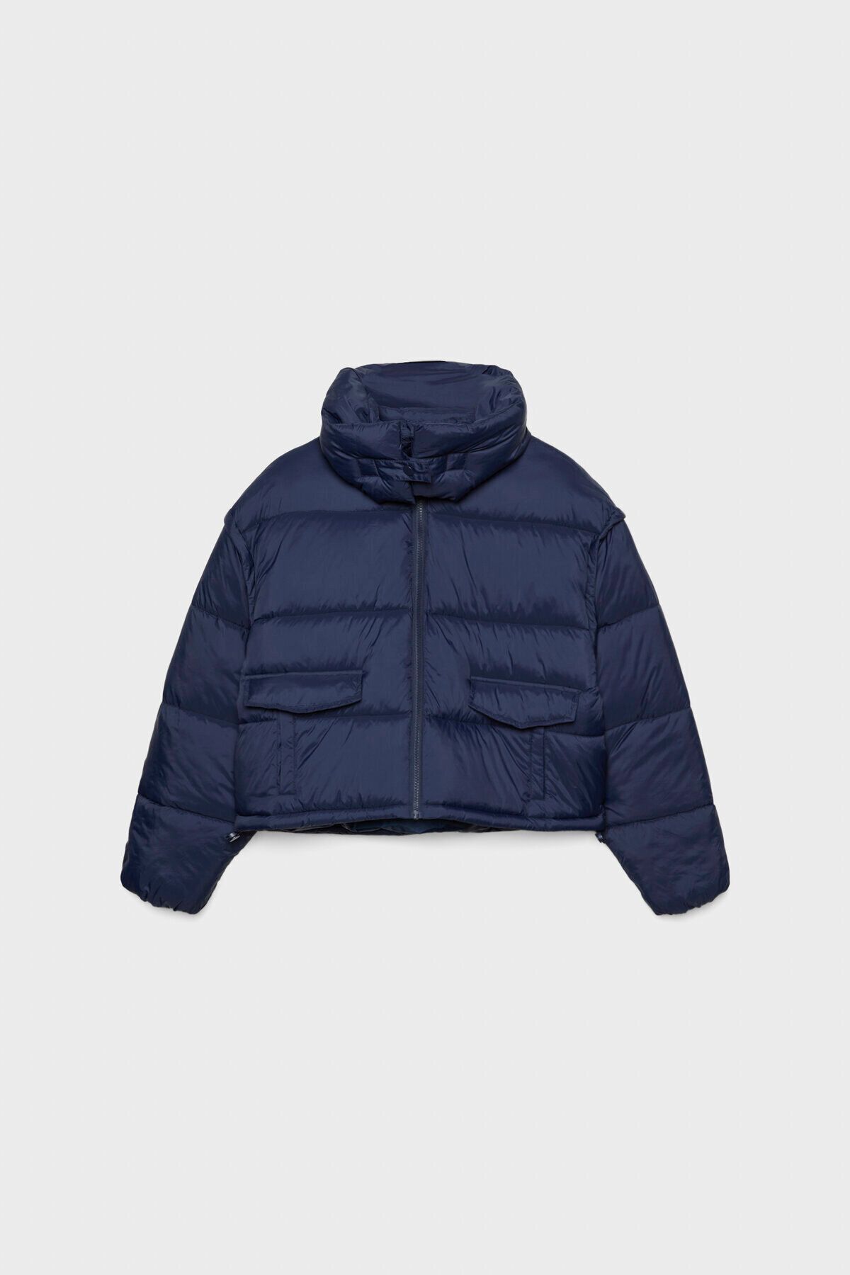 Kapüşonlu crop şişme mont Kapüşonlu crop şişme mont