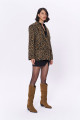 Leopar Desenli Kaşe Blazer Ceket Kahverengi Leopar Desenli Kaşe Blazer Ceket Kahverengi