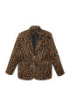 Leopar Desenli Kaşe Blazer Ceket Kahverengi Leopar Desenli Kaşe Blazer Ceket Kahverengi