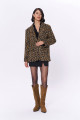 Leopar Desenli Kaşe Blazer Ceket Kahverengi Leopar Desenli Kaşe Blazer Ceket Kahverengi