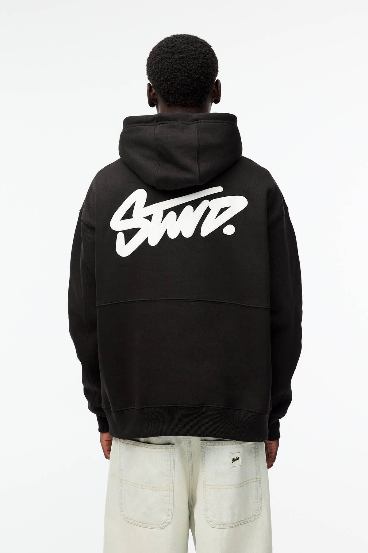 STWD baskılı kapüşonlu sweatshirt