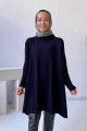 Oversize Merserize Tesettür Tunik - Siyah Oversize Merserize Tesettür Tunik - Siyah