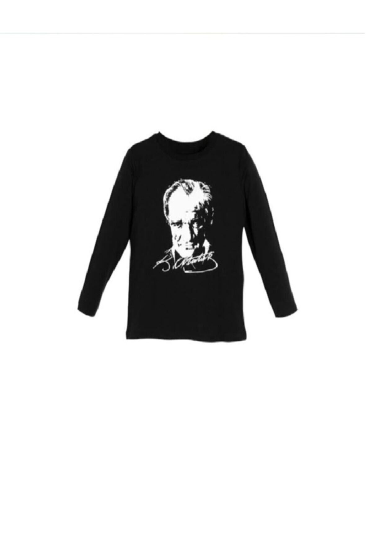 Atatürk ve Imza Baskılı Uzun Kol Tshirt