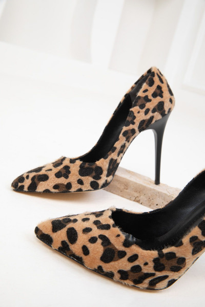 Leopar Kadın Klasik Topuklu Ayakkabı 19720