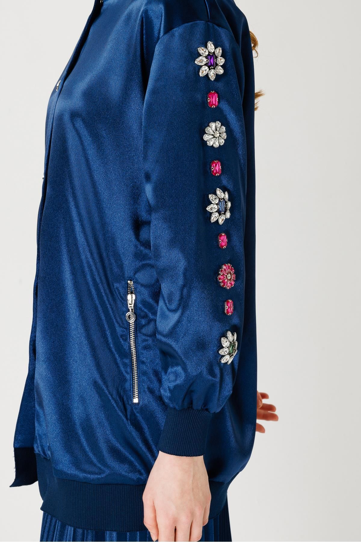 Taş İşlemeli Bomber Ceket LACİVERT Taş İşlemeli Bomber Ceket LACİVERT