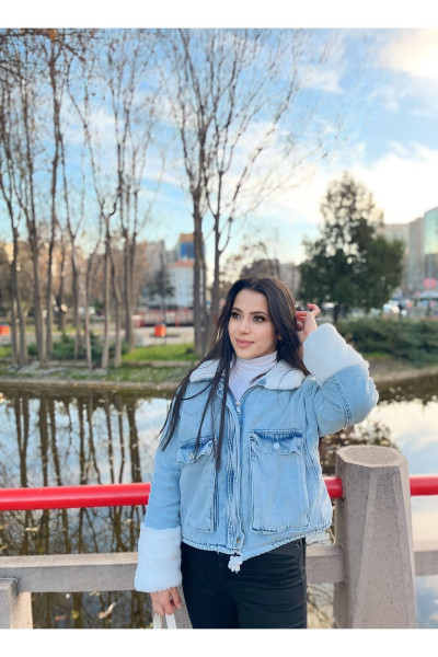 Oversize Peluş Kot Ceket Oversize Peluş Kot Ceket