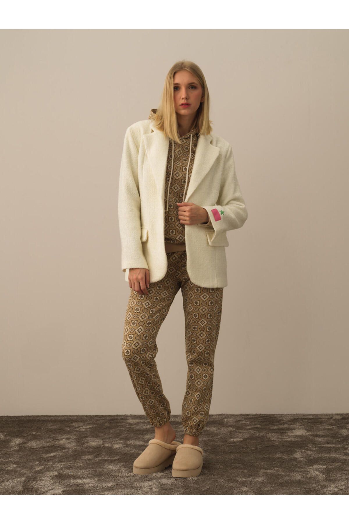 Pamuk Yün Karışımlı Oversize Blazer Ceket Pamuk Yün Karışımlı Oversize Blazer Ceket
