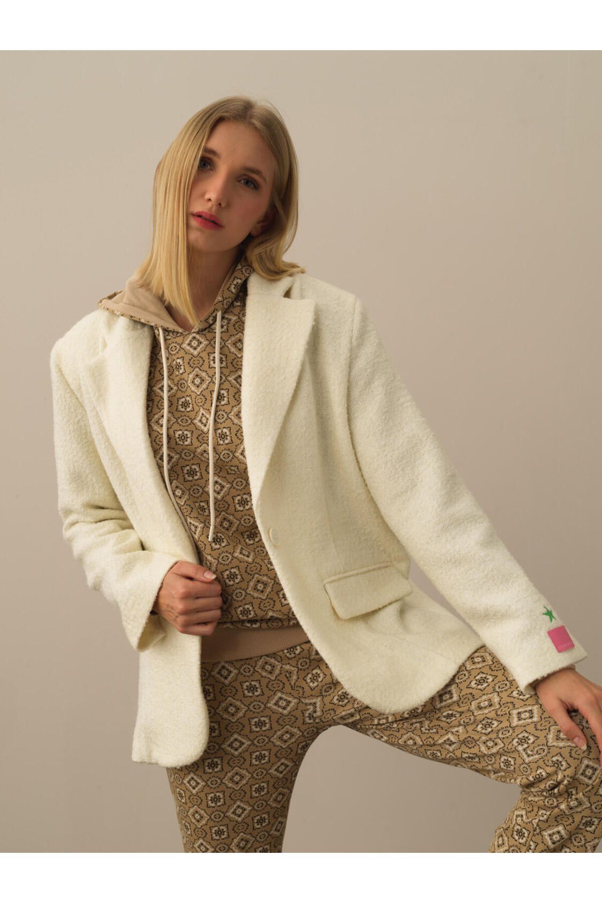 Pamuk Yün Karışımlı Oversize Blazer Ceket Pamuk Yün Karışımlı Oversize Blazer Ceket