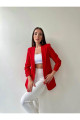Kolu Büzgülü Blazer Ceket Kırmızı Kolu Büzgülü Blazer Ceket Kırmızı