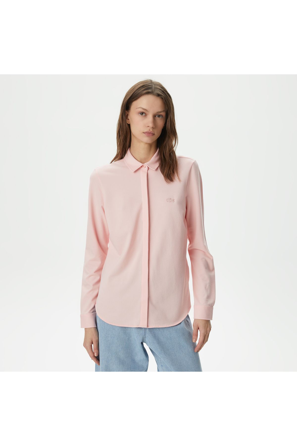 Kadın Slim Fit Organik Pamuk Pembe Gömlek Kadın Slim Fit Organik Pamuk Pembe Gömlek