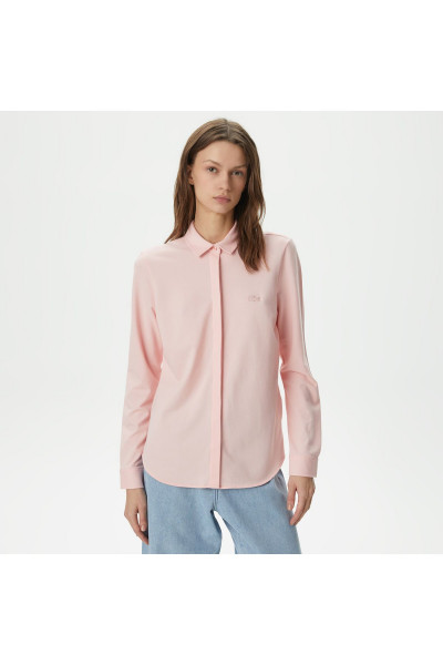 Kadın Slim Fit Organik Pamuk Pembe Gömlek Kadın Slim Fit Organik Pamuk Pembe Gömlek