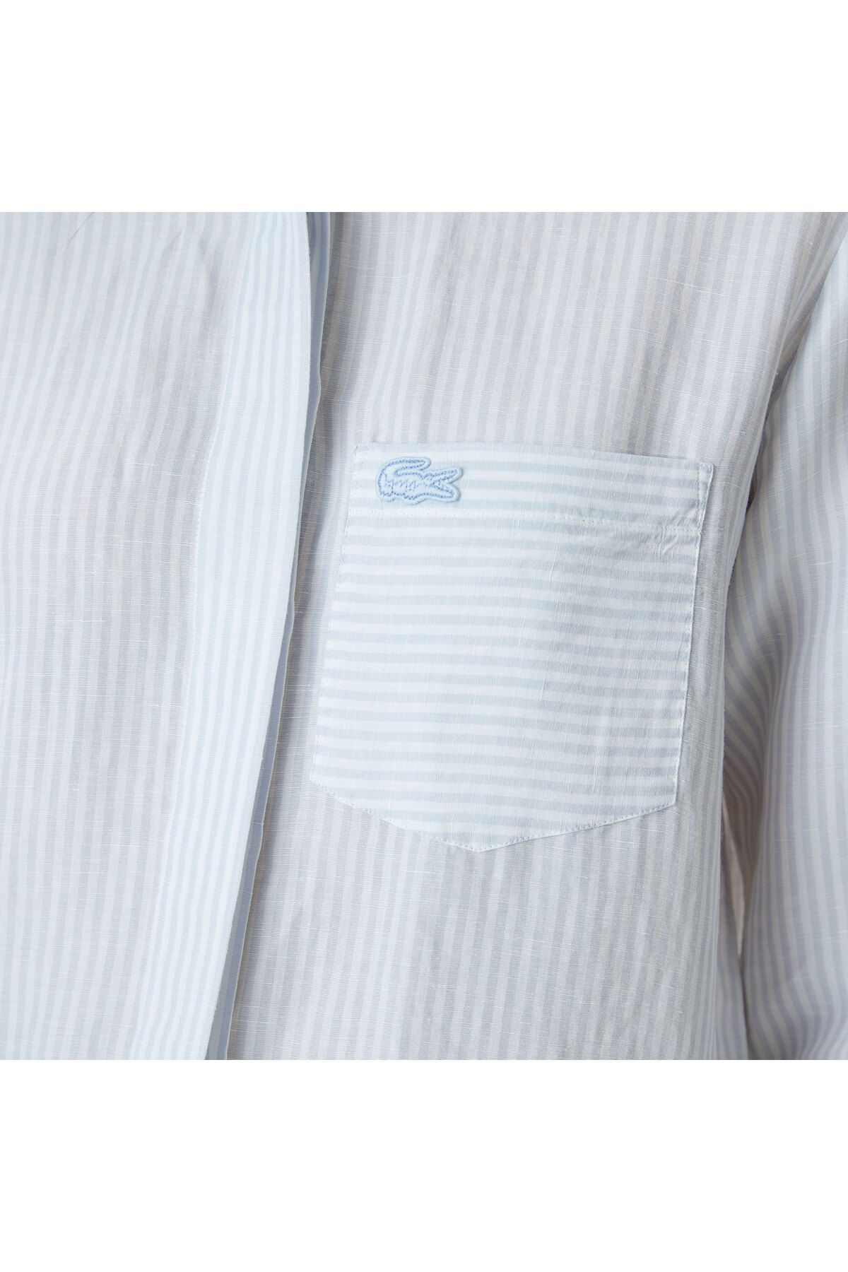 Kadın Relaxed Fit Çizgili Mavi Gömlek Kadın Relaxed Fit Çizgili Mavi Gömlek