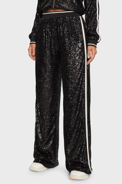 Mini Sequins Logolu Comfort Fit Yüksek Bel Payetli Pantolon V4BB16KCI90  PANTOLON V4BB16 Mini Sequins Logolu Comfort Fit Yüksek Bel Payetli Pantolon V4BB16KCI90  PANTOLON V4BB16