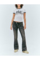 Yıkanmış Siyah Renk Düşük Bel Flare Jeans Yıkanmış Siyah Renk Düşük Bel Flare Jeans