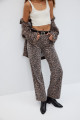 Leopar Desenli Geniş Paça Açık Kahverengi Kadın Kot Pantolon Leopar Desenli Geniş Paça Açık Kahverengi Kadın Kot Pantolon