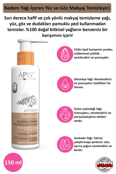 Yüz ve Göz Makyaj Temizleyici - Badem Yağlı - 150ml Yüz ve Göz Makyaj Temizleyici - Badem Yağlı - 150ml