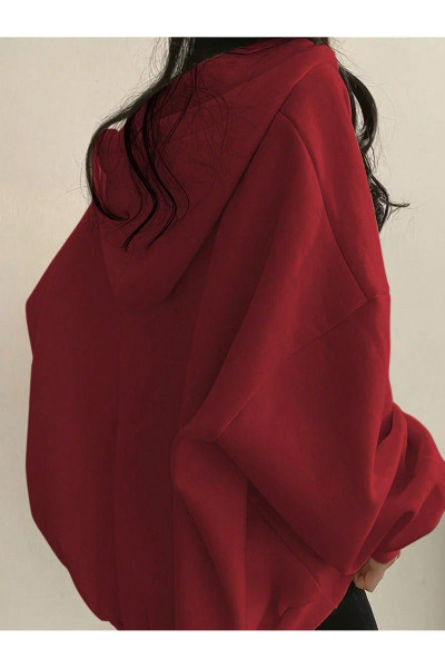 Unisex V-Yaka Kapüşonlu Basic Oversize Swetshirt Unisex V-Yaka Kapüşonlu Basic Oversize Swetshirt