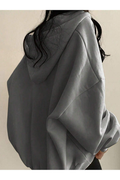 Unisex V-Yaka Kapüşonlu Basic Oversize Swetshirt Unisex V-Yaka Kapüşonlu Basic Oversize Swetshirt