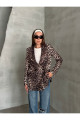 Leopar Desenli Kadın Blazer Ceket Leopar Desenli Kadın Blazer Ceket