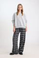 Wide Leg Geniş Bol Paça Kareli Normal Bel Lastikli Cepli Pijama Pantolon D9548AX24WN