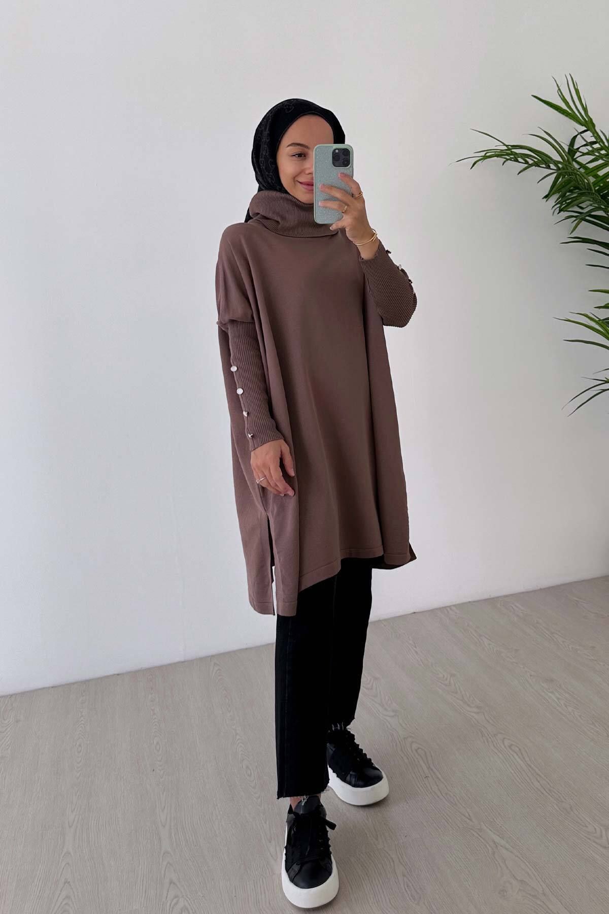 Oversize Merserize Tunik - Vizon Oversize Merserize Tunik - Vizon