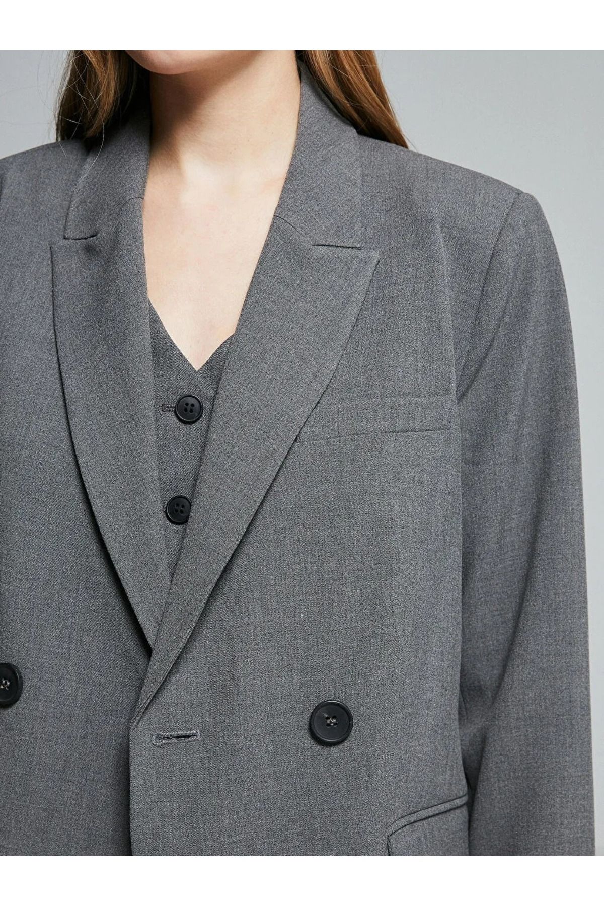 LCW Vision Grey Mel - Lacivert Kadın Blazer Ceket LCW Vision Grey Mel - Lacivert Kadın Blazer Ceket