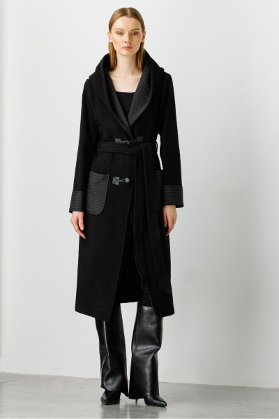 Modailgi Kapitone Detaylı Kapüşonlu Kap Siyah Modailgi Kapitone Detaylı Kapüşonlu Kap Siyah