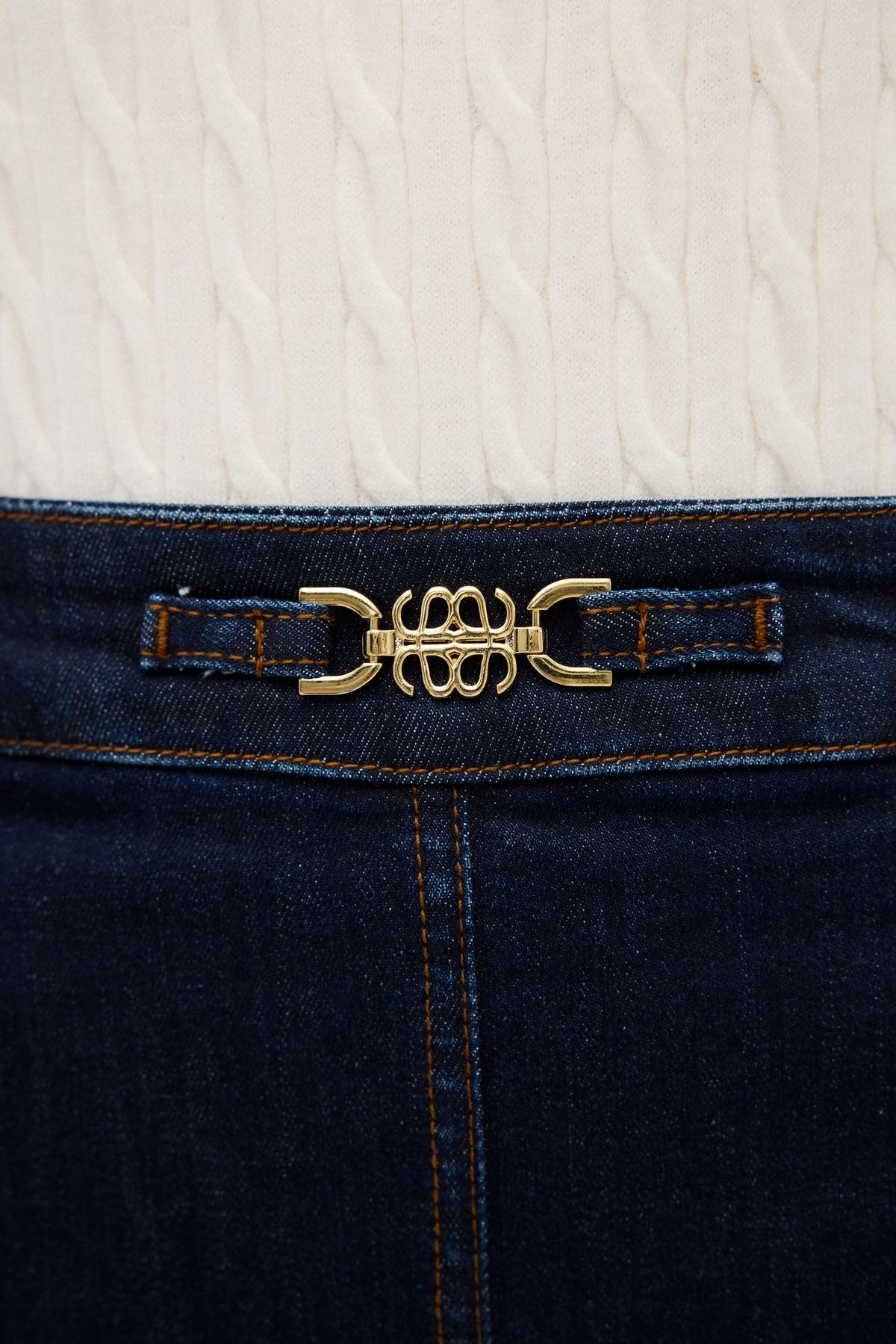 Yırtmaçlı Denim Etek Yırtmaçlı Denim Etek