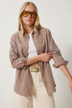 Kadın Vizon Oversize Uzun Basic Gömlek DD00842 Kadın Vizon Oversize Uzun Basic Gömlek DD00842