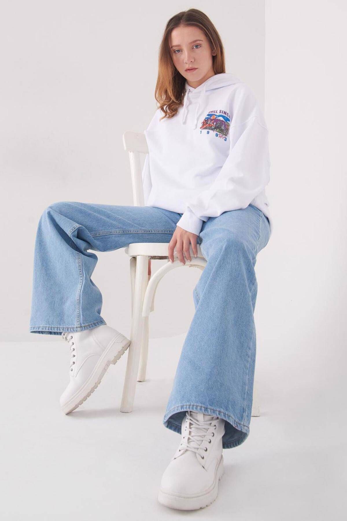Yüksek Bel Wide Leg Jean Pantolon Pn7063 - Pnl Yüksek Bel Wide Leg Jean Pantolon Pn7063 - Pnl