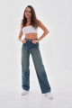 Kadın Yüksek bel Soluk Efektli Vintage Palazzo Jeans Kadın Yüksek bel Soluk Efektli Vintage Palazzo Jeans