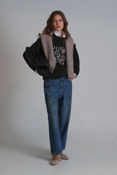 Pıtcher Kadın Örme Sweatshırt Siyah Pıtcher Kadın Örme Sweatshırt Siyah